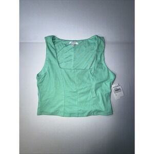 NWT AFRM Lea Ribbed Square Neck Crop Top In Spearmint Size Medium‎ Nordstrom